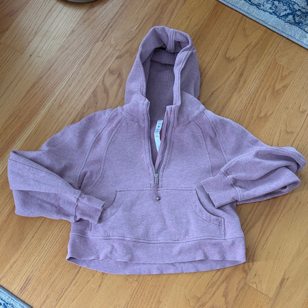 Lululemon scuba oversized half zip hoodie size XS/S LW3DUSS heathered pink taupe